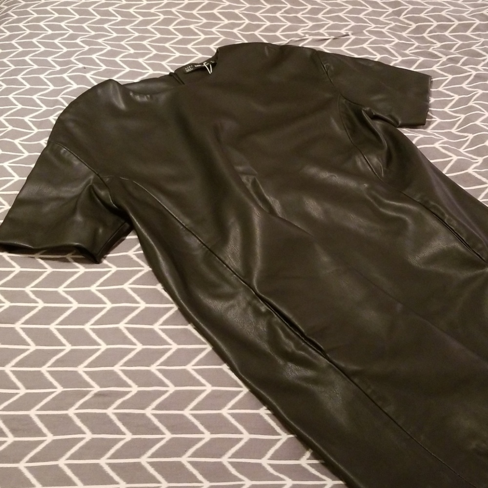ZARA Trafaluc Faux Leather Mini Shift Dress